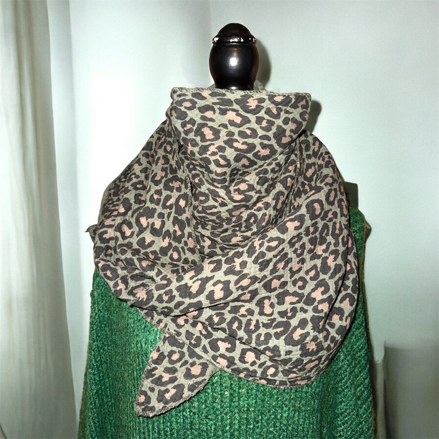 Dreieckstuch Musselin Oliv Leo/dunkel