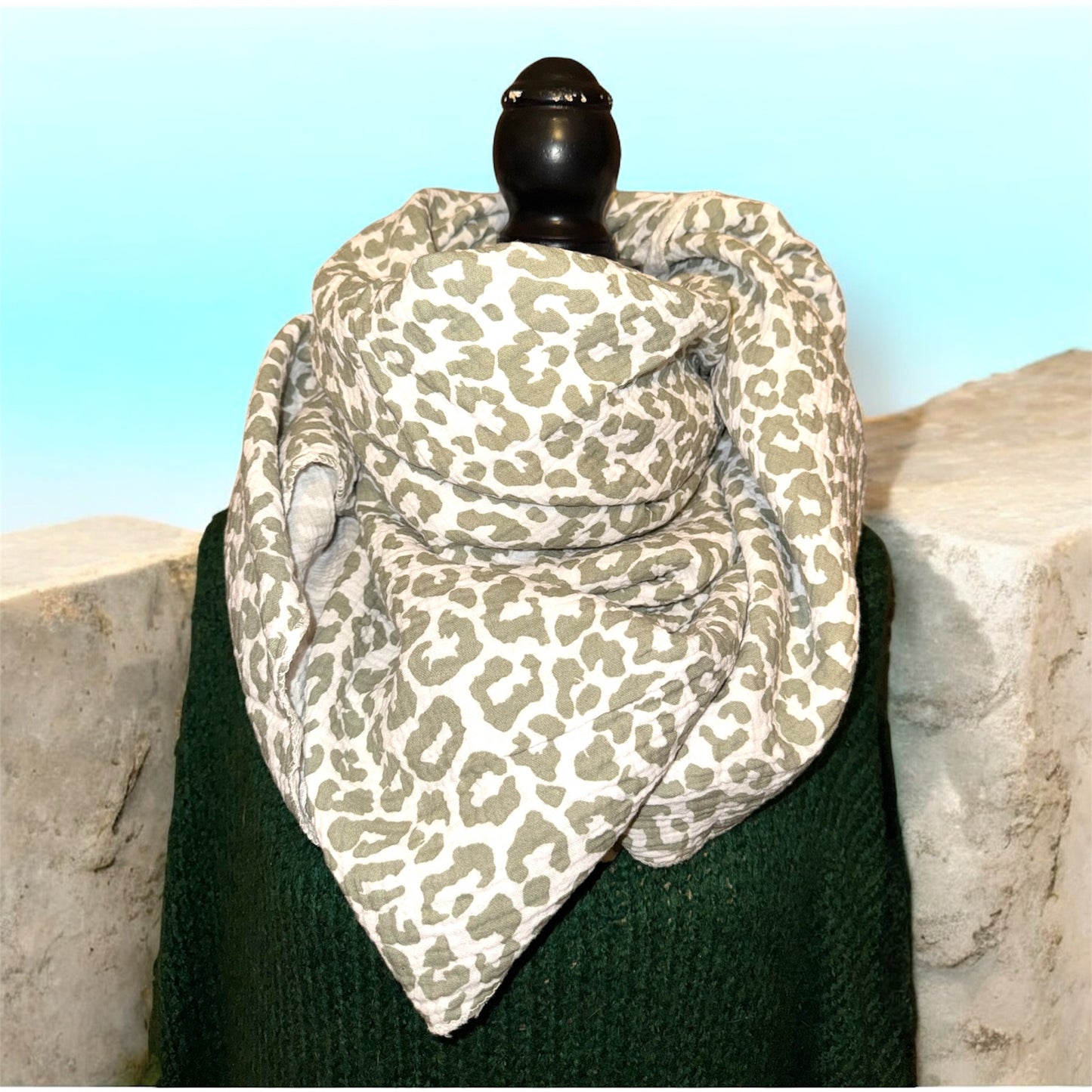 XXL Musselin Tuch Leo Oliv