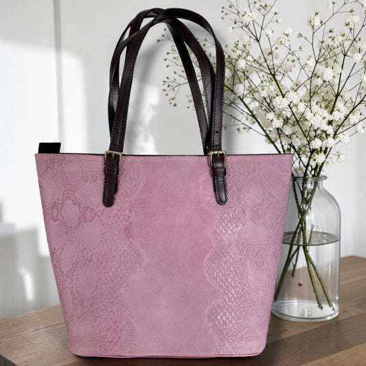 Tasche mit geprägtem Reptil-Look in Leder